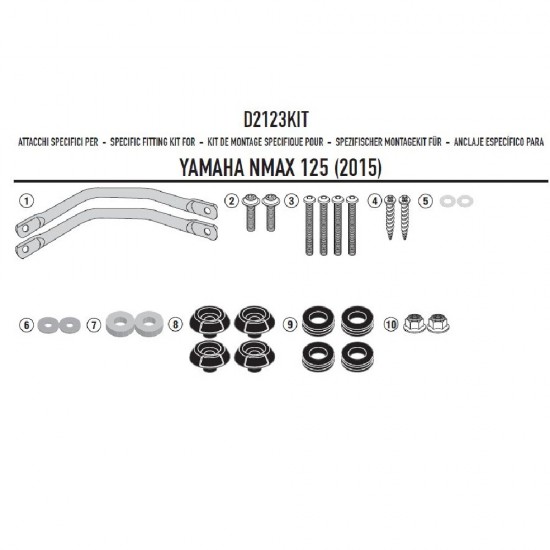 ΣΤΗΡΙΓΜΑΤΑ ΖΕΛΑΤΙΝΑΣ GIVI D2123KIT YAMAHA N-MAX 125 / 155 (2015-2020)